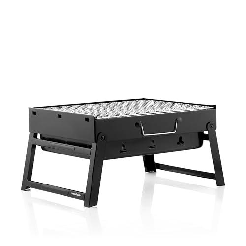 InnovaGoods® Klappbarer tragbarer Grill, Holzkohle BearBQ, Leicht und Einfach zu Handhaben, Kompakt, Robust und Langlebig, Schwarz, Eisen