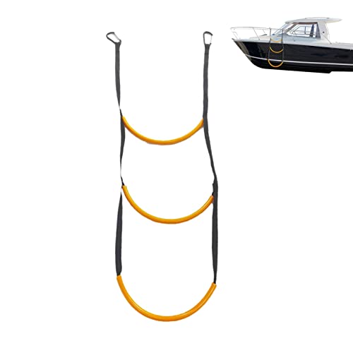 Kajak Hilfsleiter, 3 Stufen Bootsleiter Einstiegsleitern Für Boote, Gummiboot Gurtleiter aus Reinem Nylon, Strickleiter für Schlauchboot, Kajak, Motorboot, Kanufahren