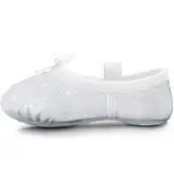 Mädchen Ballettschuhe Ballettschläppchen Glitter Ballett Tanzschuhe Leder Tanz Hausschuhe Volle Sohle Ballett Tanz Flats für Kinder Kleinkind für Tanz Performance Gymnastik weiß 28