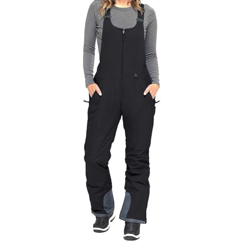 Skihose Damen Wasserdicht Wanderhose Softshellhose Warm Gefüttert Mit Verstellbaren Winter Wandern Latzhose Verschleißfeste Wanderhose Warmhalten Trekkinghose Schneehosen-Jagdhose Mit Trägern S-5xl