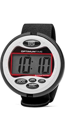 Optimum Time Series 3 Segelyacht- und Beibootuhr in Weiß - Wasserfester Race Timer für Segelyacht und Beiboot