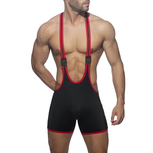 Caxndycing Herren Ringeranzug Jumpsuit Wrestling Singlet Bodysuit Ärmellose Jockstrap Leotard Ringertrikot Sport Muskelshirts Straps Slips Jumpsuit Sexy Erotische Unterwäsche