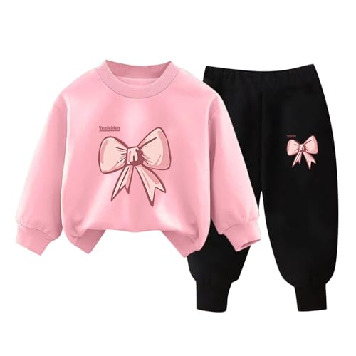 XINYUNZU Mädchen Jogginganzug Sweatshirt und Jogginghose Set Kinder Kleidung Set Fleece Sportanzug 2 Teiler Outfit Kuschel Klamotten Thermo Bekleidungssets für 3-10 Jahre Alt Angebote Rosa 3 Jahre