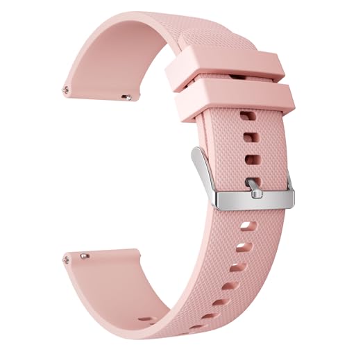 TOOBUR 22mm Uhrenarmband, Schnellverschluss-Silikon-Ersatzarmbänder, Kompatibel mit Uhren mit 22 mm Anstoßbreite, Universalmodell, Rosa