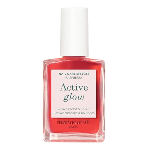 Manucurist Nagellack und Nagelpflege Active Glow Raspberry (Rosa) Biobasiert: Süßmandel, Himbeere, Nährender & Glänzender Nagellack Nude ultra-glowy Finish - Nagellack Schnelltrocknend ohne UV Lampe