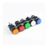 1PC 16MM Round Momentary & Self-Locking Push Light Button Power Switch 1NO1NC 6V 12V 24V 220V Reset 5Pins Power(White,MOMENTARY_6V)