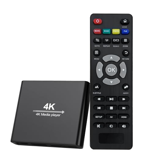 ZUMKUNM 4K Ultra-HD Digital Media Player for USB Drives and MicroSD Cards with 4K HDMI and Analogy AV, Digital Signage,Automatic Playback,Resume and Looping Capability,H.265 Videos Music Photos...