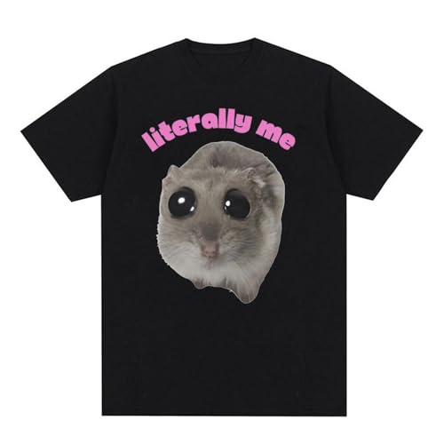 ALWIDA T-Shirt mit Aufschrift "Sad Hamster", "Literally Me", lustiges Video-T-Shirt | Dank Hamster-Shirt, Gastgeschenk und Foto-Requisite, kreative Freizeitkleidung für Partys im Freien, large, 68 cm