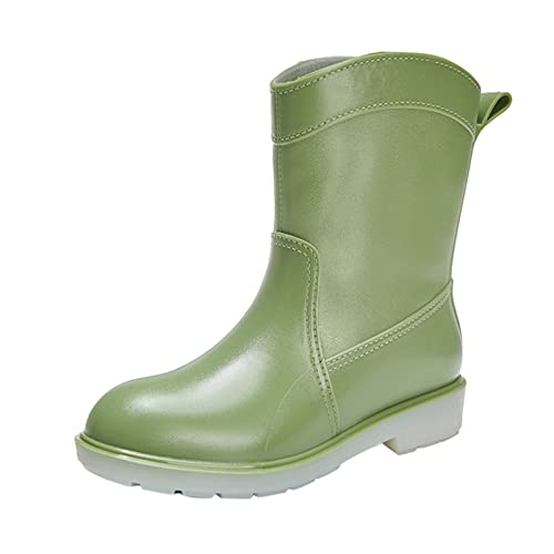 rtdgcv Damenschuhe mit mittlerer Wade, Schneestiefel, rutschfeste Fleece-Socken im Inneren, Regenstiefel, Outdoor-Gummi-Wasserschuhe Damenschuhe Schwarz Gr. 38 Halbe Gummistiefel Damen (C, 38)