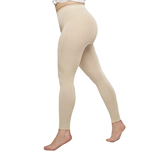 SOLIDEA Dame Leggings Long Vorbeugende Abgestufte Kompression (Champagne, 46)