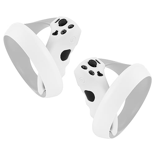 Geekria Silikon Controller Abdeckung Kompatibel mit PS VR2, Anti-Fall Schutzhülle Griff Sleeve für VR Zubehör, Touch Controller Grip Cover, Controller Caps (Weiß, 1 Paar)