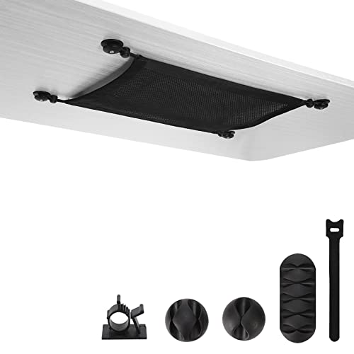 WurdeWindig Flexible kabelnetz Schreibtisch für kabelnetz Schreibtisch unterbau,kabelkanal Schreibtisch Netz,40 * 28cm Schwarz offene Kabelmanagement aufbewahrung für alle Kabel verstecken.
