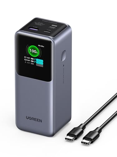 UGREEN Nexode 20000mAh Powerbank 130W Max Schnellladung, USB-C PD 3.0 Input/Output, Digitaldisplay, kompatibel mit iPhone 16/15 Pro Max, Galaxy S24 Ultra, MacBook Pro, Dell und mehr