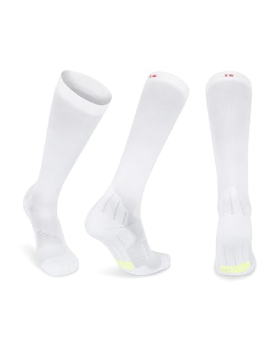 Abgestufte Kompression Socken für Männer & Frauen EU 39-42 // UK 6-8 Einfarbig Weiß - 1 Paar