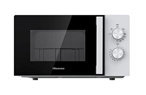 HiSense Mikrowelle H20MOWP1HG mit Grillfunktion und mechanischer Steuerung, Fassungsvermögen 20 l, Leistung 700 Watt auf 5 Stufen, weiß