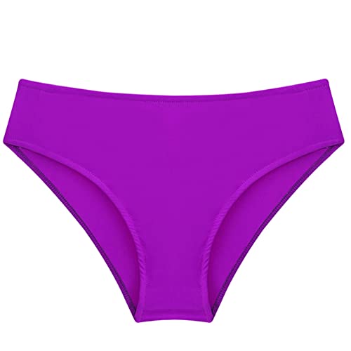 Agoky Mädchen Bikinihose Basic Einfarbig Bikini Slip Hawaii Blumen Blätter Druck Badeshorts Badehose Baden Schwimmen Unterwäsche Pants Violett 122-128/7-8 Jahre