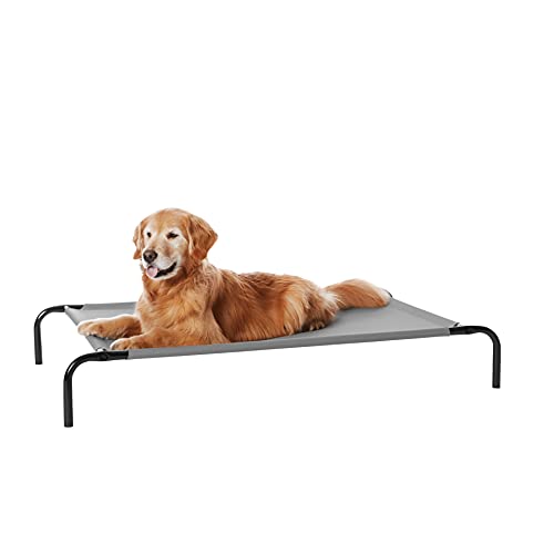 Amazon Basics Kühlendes erhöhtes Hund Haustierbett, Grau, Größe L, L 130 x B 80 x H 19 cm