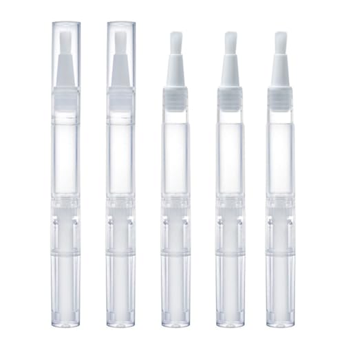 OUDQFCJ 5 Stück Pinsel zum Auftragen von Öl für Nägel, leerer Stift mit Pinsel, Tube Lipgloss, nachfüllbare Nagellack-Tuben, Kosmetikbehälter (2 ml) (transparent)