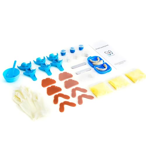 DENTUREWAY DIY Prothesen-Set mit Abdruck (3 Sets falscher Zähne), Do-It-Yourself Prothesenlösung, DIY Teilprothesen-Set, DIY Prothese (Natur), klein