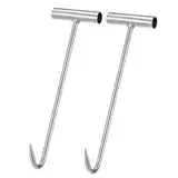 GUOYOU 2 Stück Kanaldeckelheber 30cm Edelstahl Kanalhaken Schachthaken, Kanaldeckelhaken, Fleischhaken, Haken Hebewerkzeug, Schachtdeckelhaken, Eisen-T-Haken Zughaken, für Open Kanaldeckel