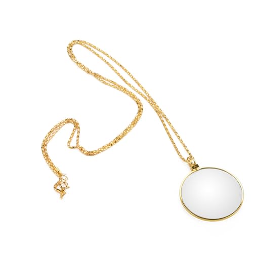 Monokel,HäNgende Lupe, Portable 5X Lupe Monokel-Objektiv Mit HäNgenden Halskette Zum Lesen Handwerk Handarbeiten Schmuck Hobbys,Am Hals hängende Lupe für Damen und Herren(Gold)