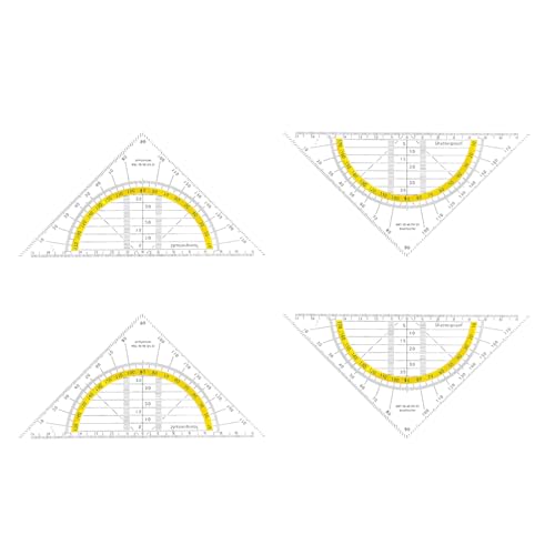 4 Stück Geodreieck aus Kunststoff, 16 cm, bruchsicher und transparent
