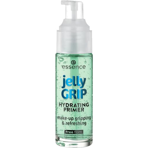 essence jelly GRIP HYDRATING PRIMER, Grün, feuchtigkeitsspendend, glättend, natürlich, für trockene Haut, vegan, ohne Parabene, Nanopartikel frei, glutenfrei, 1er Pack (29ml)