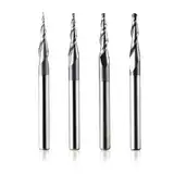 4 Stück 2 Flöten Kugelkopffräser mit Konischer Spitze CNC Gravierfräser R0,25mm-R1,0mm 3,175mm (1/8") Schaft Vollhartmetallfräser für Oberfräse mit TiAlN Beschichtung für 2D und 3D Gravur