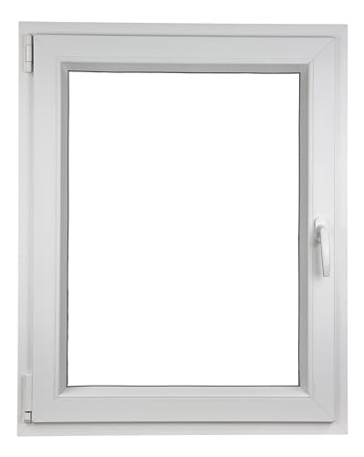 ALUCON Fenster 800x1000 mm – Kunststofffenster 80x100 cm – Flügelfenster Innen Weiß/Außen Weiß – DIN Links