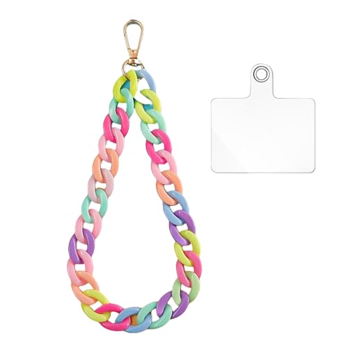 Lilbitty Bunte Acryl Kette Kurz, anhänger mit Perlen, Handgelenkschlaufe für, Schlüsselanhänger Bunt, schmuck und Taschenanhänger