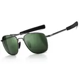 SUNGAIT Herren Militär Sonnenbrille Polarisierte Pilot Style - Bajonett-Tempel(Gunmetal-Rahmen/Dunkelgrüne Linse) SGT285QKML-DE