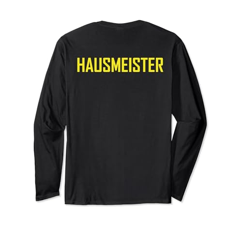 Hausmeister Arbeitskleidung mit gelbem RÜCKENDRUCK Langarmshirt