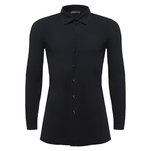 Ready4Dance Standard-Tanz-Hemd für Herren, Stretch Fuer Standard Tanz und latein Amerikanischen Tanz, schwarz, L