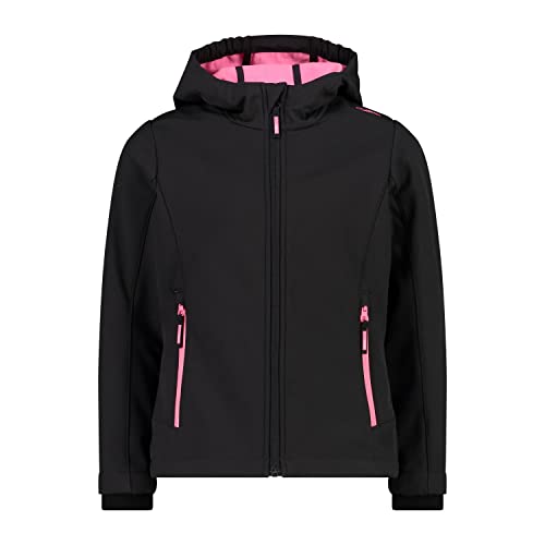 CMP Jungen Softshelljacke Für Kinder Mit Fester Kapuze, Anthrazit-Pink Fluo, 176 EU