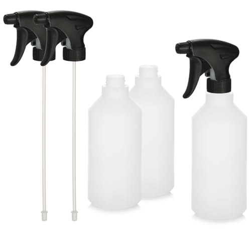 com-four® 3X Sprühflasche mit verstellbarem Sprühkopf – 520 ml Zerstäuber mit 28/400 Gewinde - Leere Blumensprüher für Pflanzen, Blumen, Garten, Werkstatt (3 Stück - 520ml)