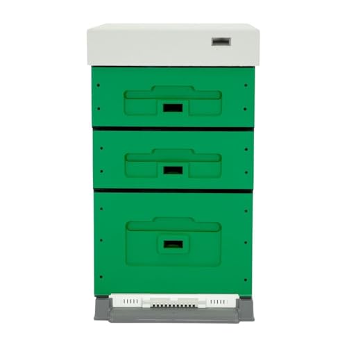LYSON EPS 100 Styropor Dadantbeute OPTIMA mit niedrigem Varroa-Kunststoffboden bemalt (DUNKEL-GRÜN) Halbzarge: 40×47×15,8 cm (Innenmaße) Zarge: 40×47×29,5 cm (Innenmaße) für die Selbstmontage