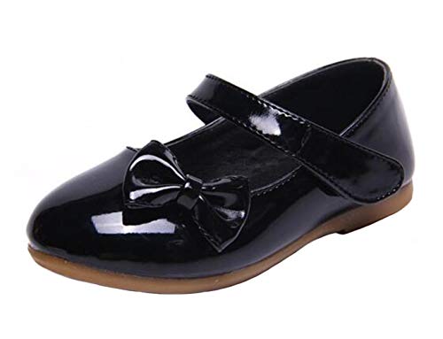 DADAWEN Mädchen Mary Jane Halbschuhe Ballerinas Schleife Prinzessin Schuhe,Schwarz,25 EU