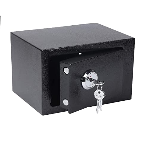 BALLSHOP Tresor Safe Möbeltresor 6.4L Tresor für Zuhause 23x17x17cm Safe Tresor mit Schlüssel Doppelbartschloss Stahl Tresor für Dokumententresor Wand Safe Geldschrank