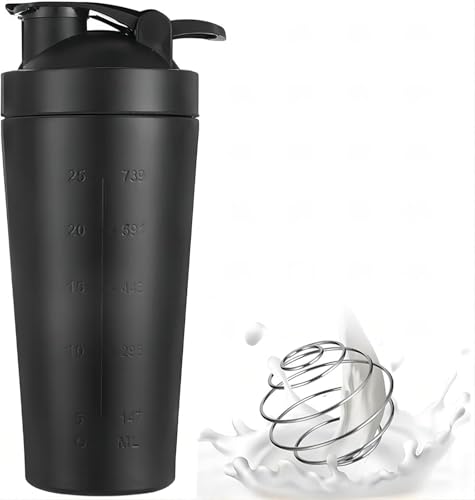 900 ML Protein Shaker Flasche Aus Edelstahl Mit Einwandiger Draht-Schneebesenkugel, Sport-Wasserflasche, Ideal Für Trainingsergänzungsmittel, Sport, Fitnessstudio Und Fitness