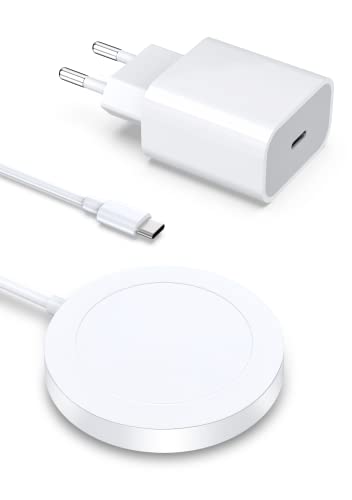 Mag-Safe Ladegerät Wireless Charger für iPhone: Magnet Ladestation Induktive kabellos Ladepad Kompatibel mit iPhone 15 14 13 12 und Air-Pods 3 2 Pro mit 20W Schnelles Adapter