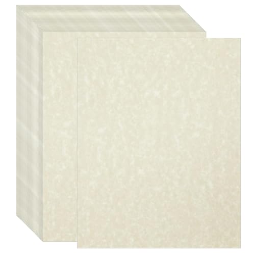 Acidea 100 Blatt bedrucktes Pergamentpapier, 180 g/m² verstärktes A4 Blanko-Urkundenpapier, elfenbeinfarbenes antik strukturiertes beidseitig bedruckbares Pergamentpapier für Lebensläufe, Diplome