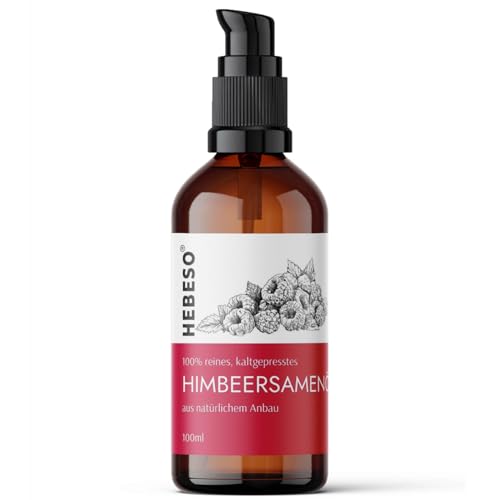 Himbeersamenöl 100% Rein & Natürlich Kaltgepresst 100ml | Anti-Aging, Pflege, Vitamin A/E, EFA reichhaltiges Öl | Behandelt Falten, Fältchen, trockene Haut | 100% natürliche Gesichtspflege