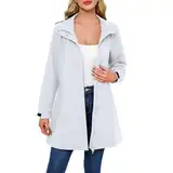 AHAKLO Regenjacke Damen Regenjacke Ultraleicht Damen Herbstmantel Damen Winterjacke Damen Wasserdicht Softshelljacke Damen Wasserdicht Rain Jacket Women Regenjacke Damen Große Größen