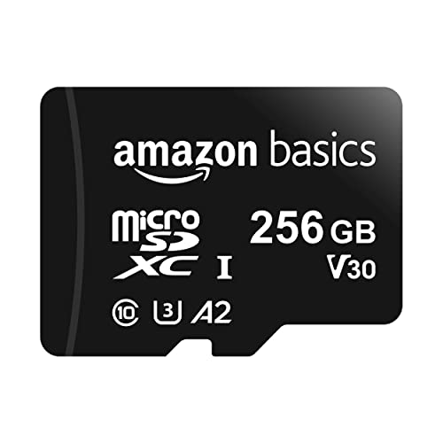 Amazon Basics MicroSDXC, 256 GB, mit SD Adapter, A2, U3, Lesegeschwindigkeit bis zu 100 MB/s, Schwarz