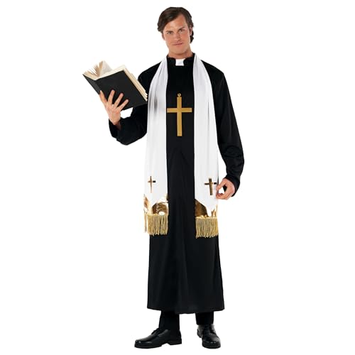 Morph Priesterkostüm für Herren, Vikar Outfit für Halloween, Geistliche Verkleidung, Religiöses Kostüm, XL
