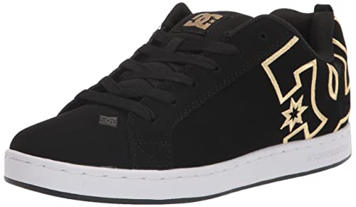 DC Shoes Damen Court Graffik Halbschuh Skate-Schuh, Schwarz/Gold, 41.5 EU