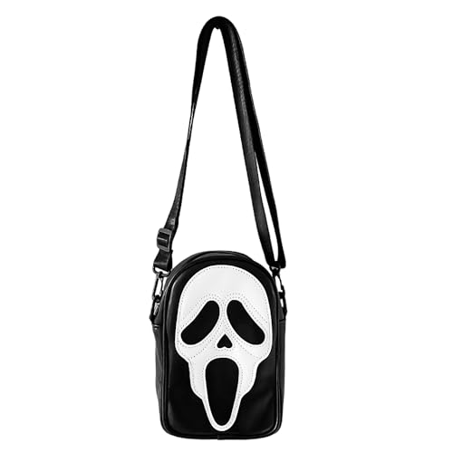 1 Stück Ghost Face-Umhängetasche, Modische Totenkopf-Umhängetasche, Kleine Quadratische Umhängetasche Für Die Achselhöhle, Handy-Geldbörse Aus Leder, Süße Und Lustige Ghost Face-Ledertasche