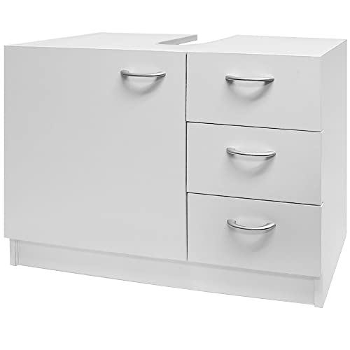 Casaria® Waschbeckenunterschrank 3 Schubladen 63x54x30cm Badezimmer Unterschrank Waschtischunterschrank Badschrank weiß