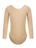 Aiihoo Kinder Mädchen Langarm Turnanzug Ballett Body mit Fleece Einfarbig Turnbody Tanzbody Gymnastik Training Dancewear Ballettanzug Rundhals 128-134