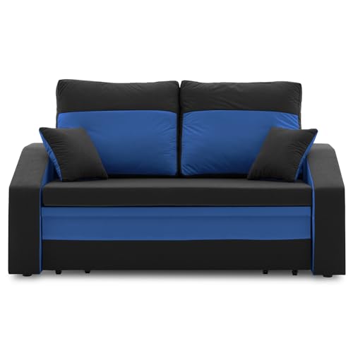 Sofini Sofa Hewlet mit Schlaffunktion! Best Schlafsofa! 2- Sitzer Sofa! Polstermöbel mit stauraum. Schlafsofa mit schlaffunktion und Bettkasten. Kleines Sofa! (MIKRO 15 + MIKRO 36)